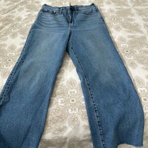 J. Crew Flared Wide-Leg Jeans in Medium Blue